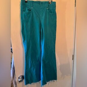 Liverpool Teal Frayed Hem Pants slit back cuff size 4